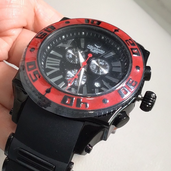 🆕 in Box AQUA SWISS Men’s Swissport Sw1062XG Watch Black/Red - Picture 4 of 11